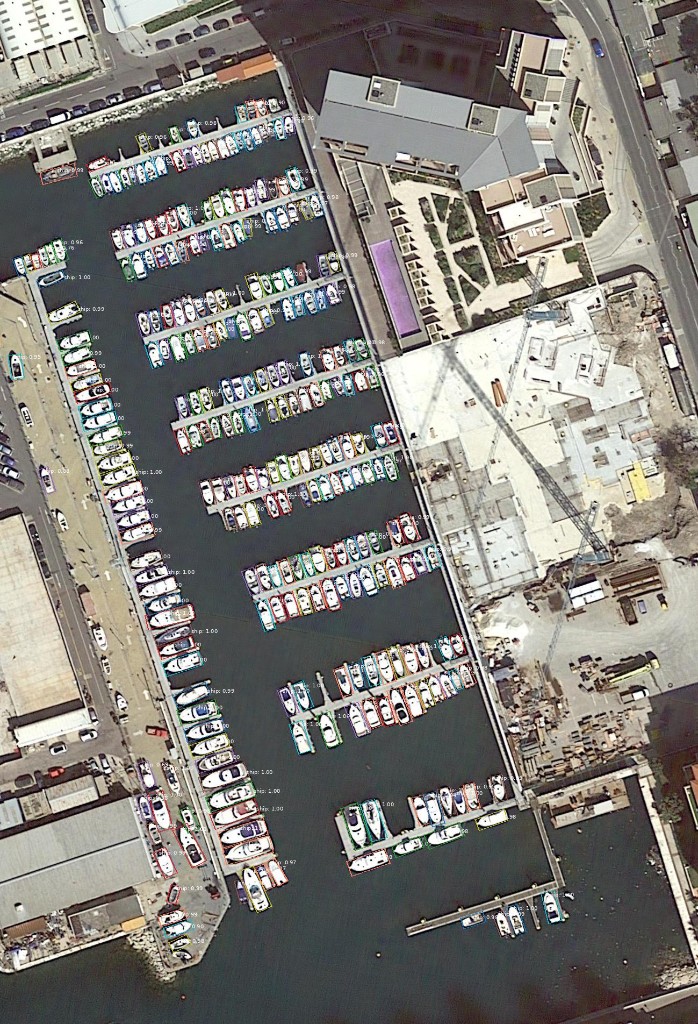 Ship detections on demo/large.jpg — Oriented R-CNN 3×